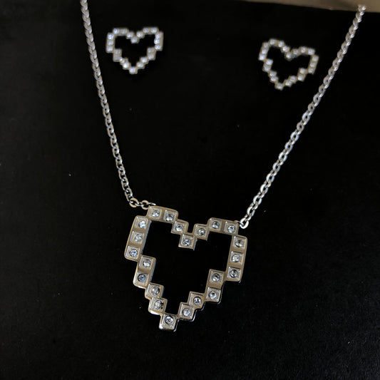 Premium Quality Hollow Heart Necklace And Earring Set.