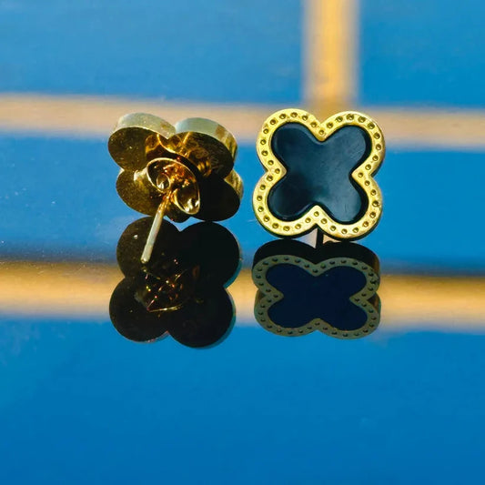 B&W Clover Earrings.