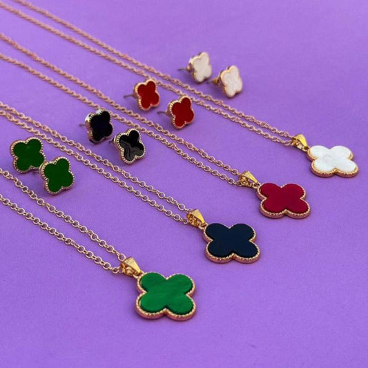 Four Leaf Clover Necklace And Earrings.