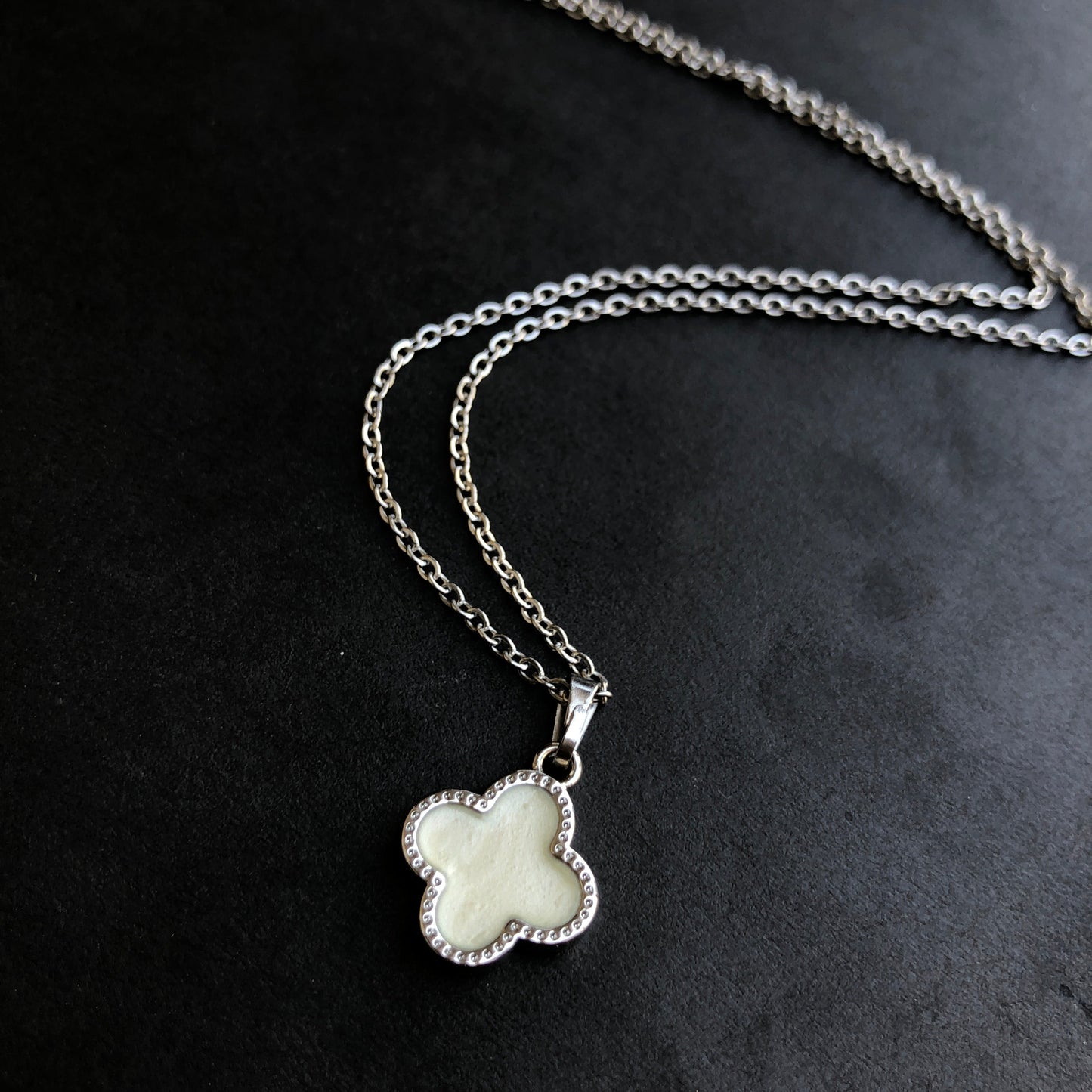 B&W Clover Stainless Steel Necklace.