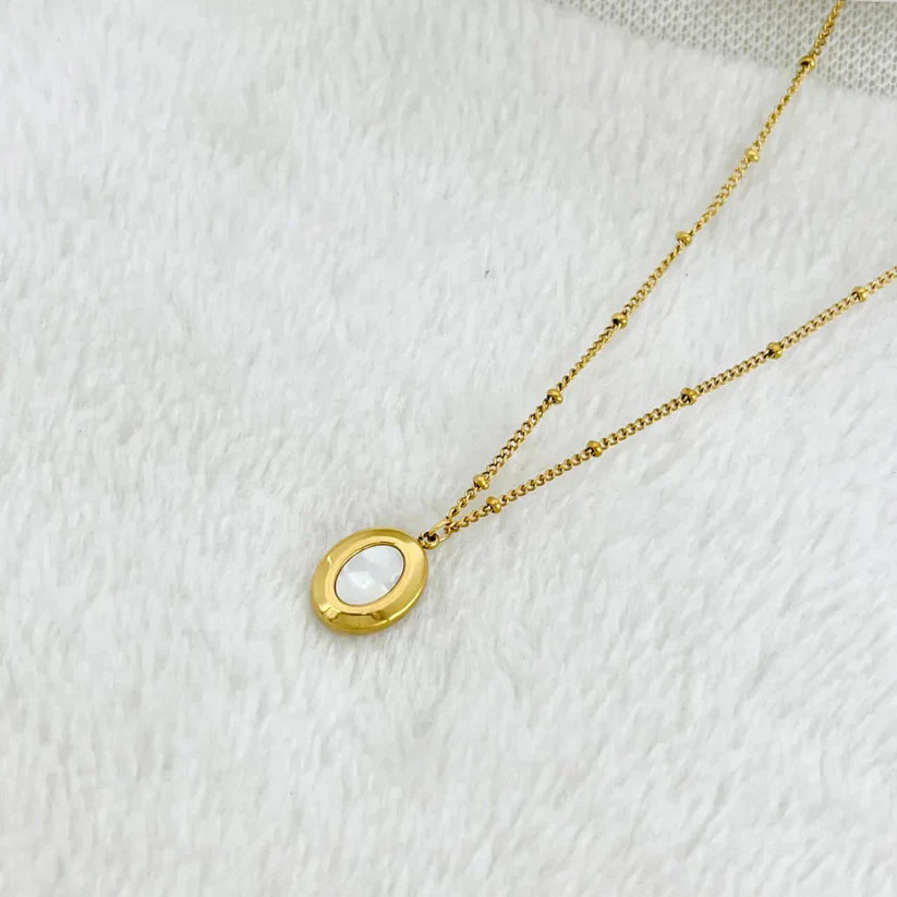 White Oval Necklace.