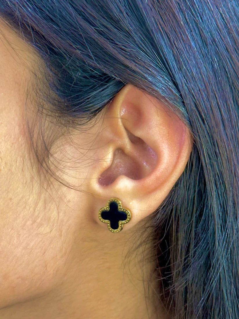 B&W Clover Earrings.