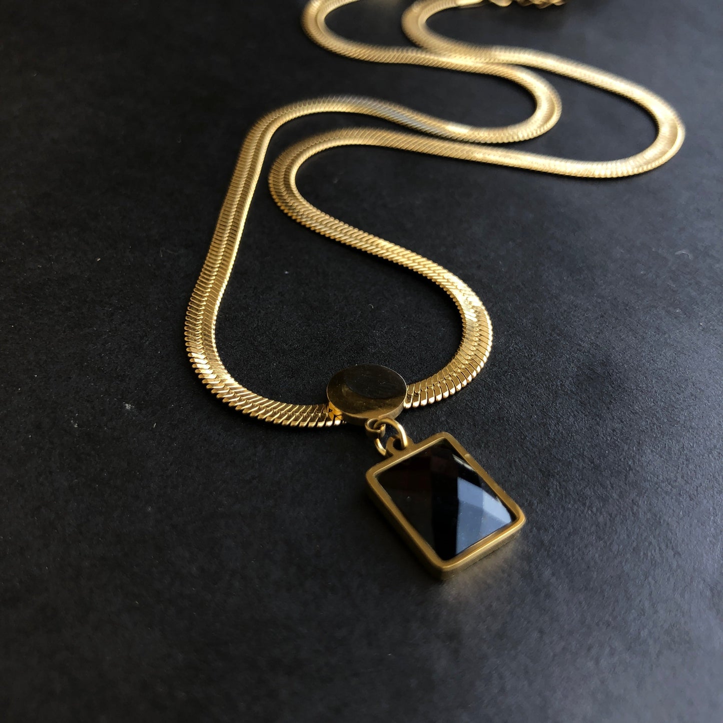 Black Stone Premium Snake Chain Necklace.