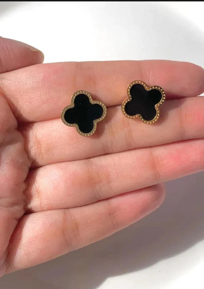 B&W Clover Earrings.